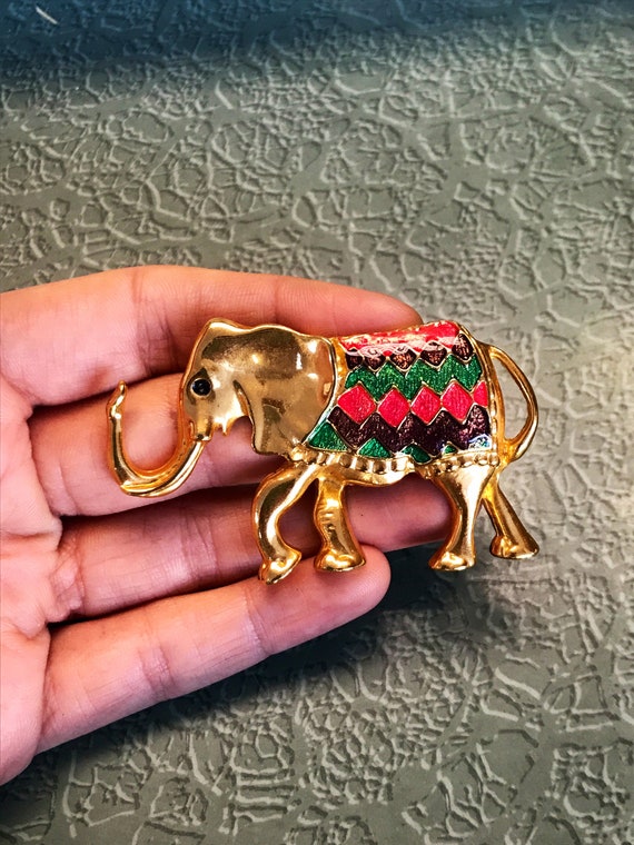Vintage Don Lin Costume Jewelry Elephant Brooch w… - image 3