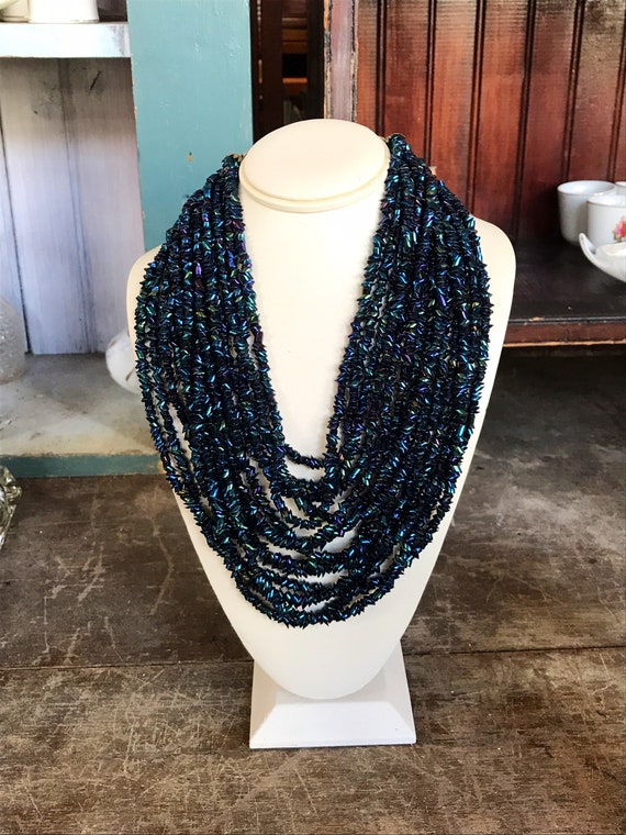 Collier Fantaisie Vintage En Perles De Verre - Occasion (état Vérifier Photos)