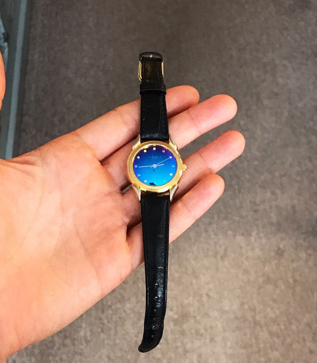 Vintage LA Express Quartz Watch With Iridescent Blue and Etsy