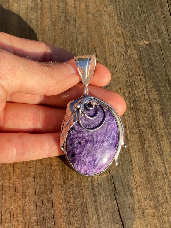 Sterling Silver Purple Charoite Pendant Grape Swirl - Pendant Only Sterling Silver Purple Charoite Pendant Grape Swirl - Pendant Only