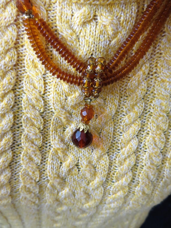 Pretty Vintage Burnt Orange, Amber and Gold toned… - image 4
