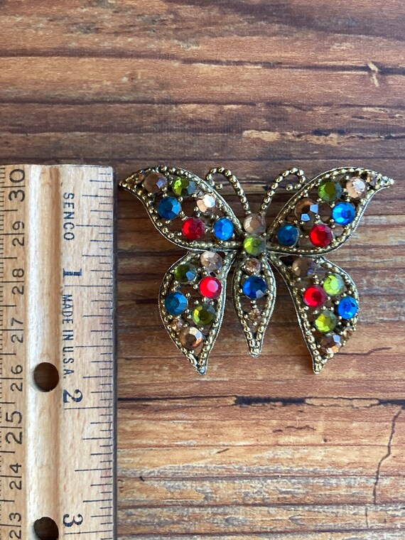 Vintage Weiss Butterfly Brooch With Colorful Rainbow
