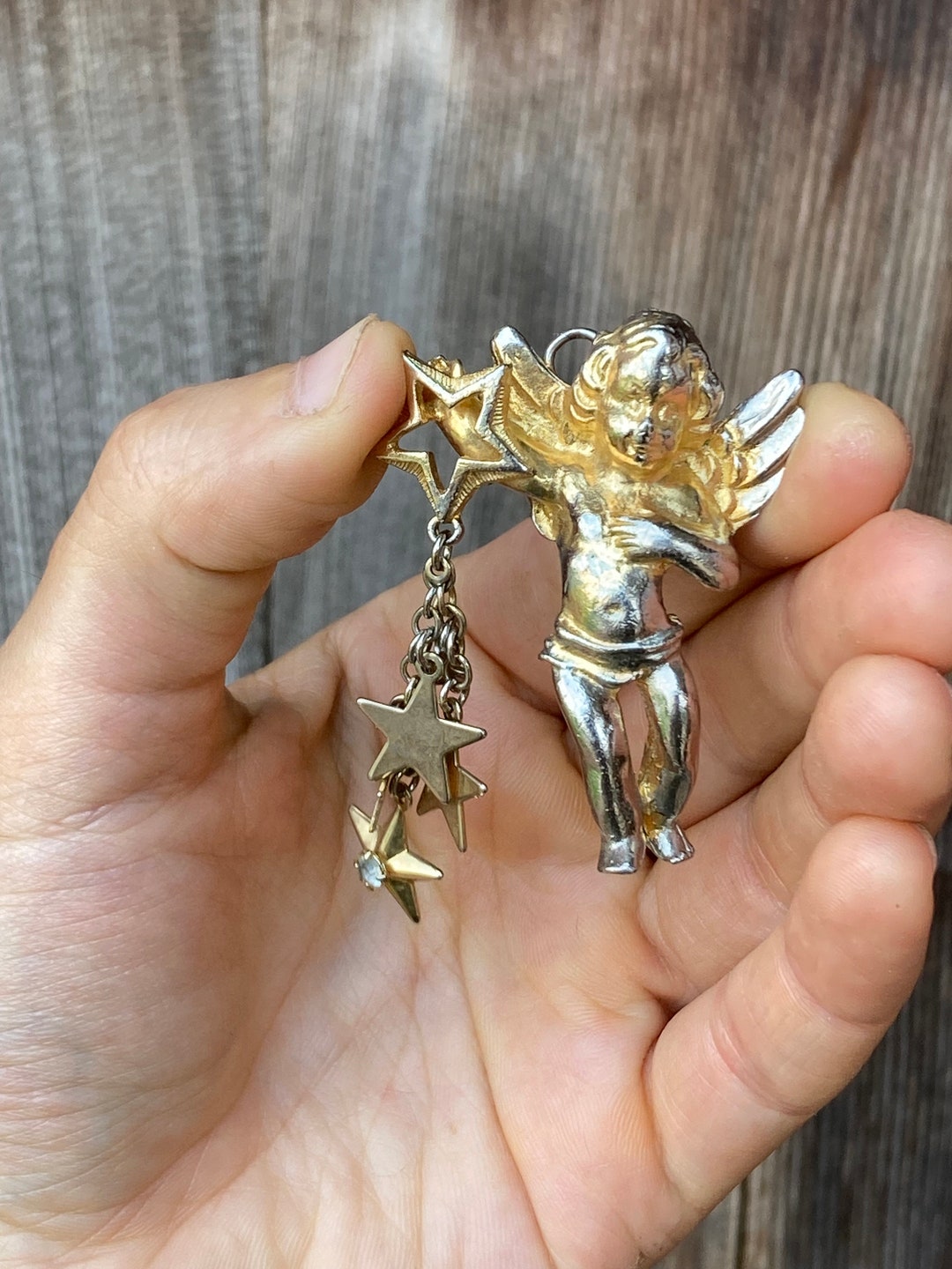 Broche Vintage Kirks Folly – Ange Chérubin Dans Sa Boîte D’origine, Pièce Rare Et Charmante