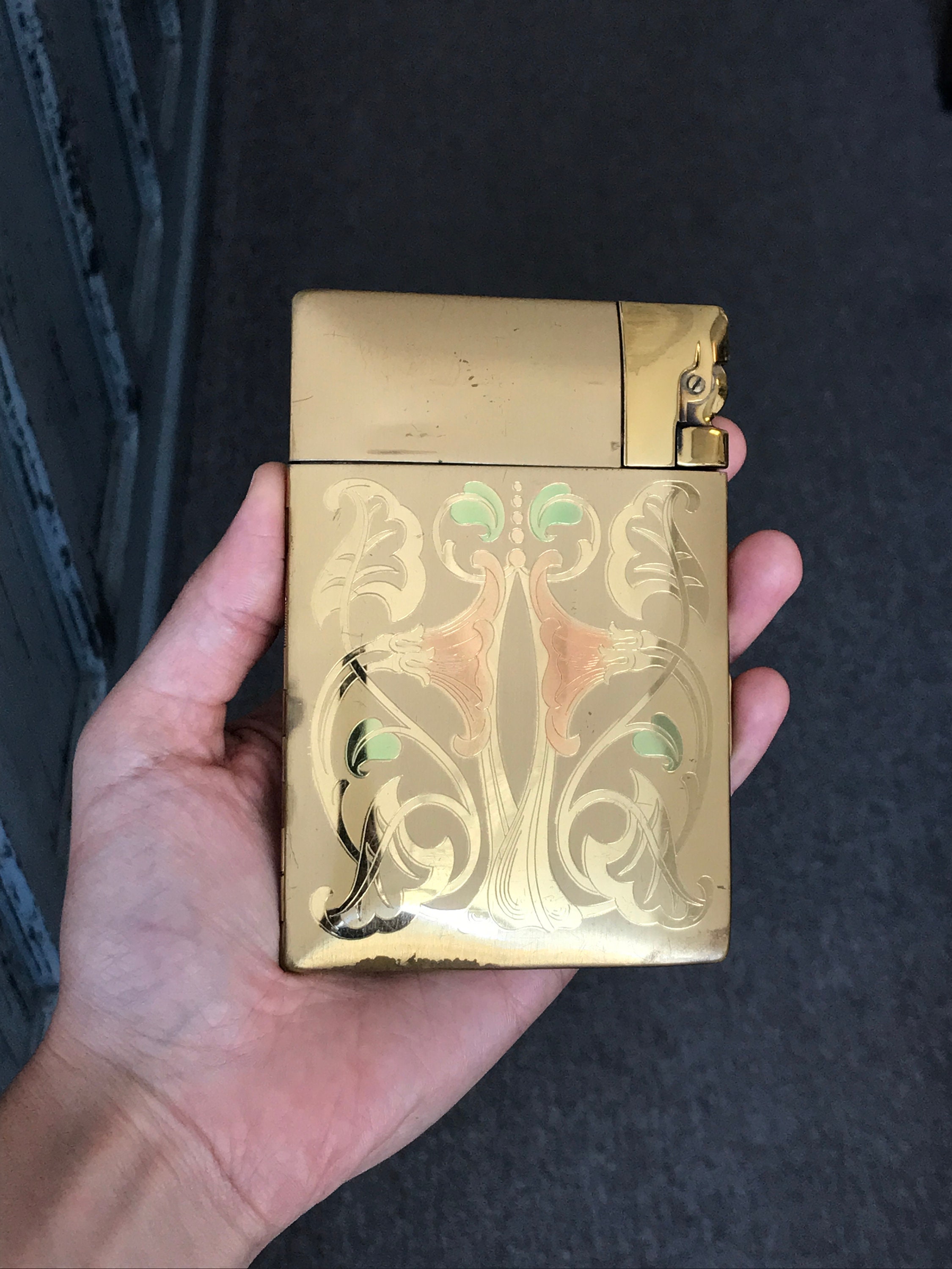 Retro and Vintage “Gucci” Gold Lather Lighter 80's circa For Sale at 1stDibs