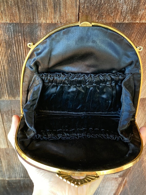 Vintage Evening Bag with Black Background and Pas… - image 6