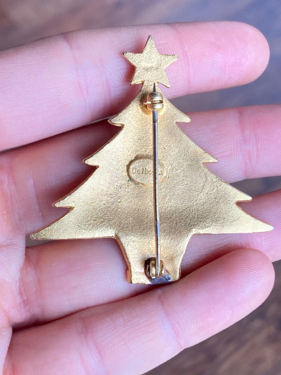 Vintage DeNicola Christmas Tree Brooch with Broad… - image 4