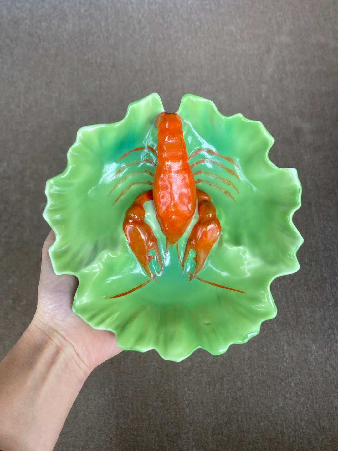 Vintage Victoria Austria Ceramic Lobster Dish With Bright