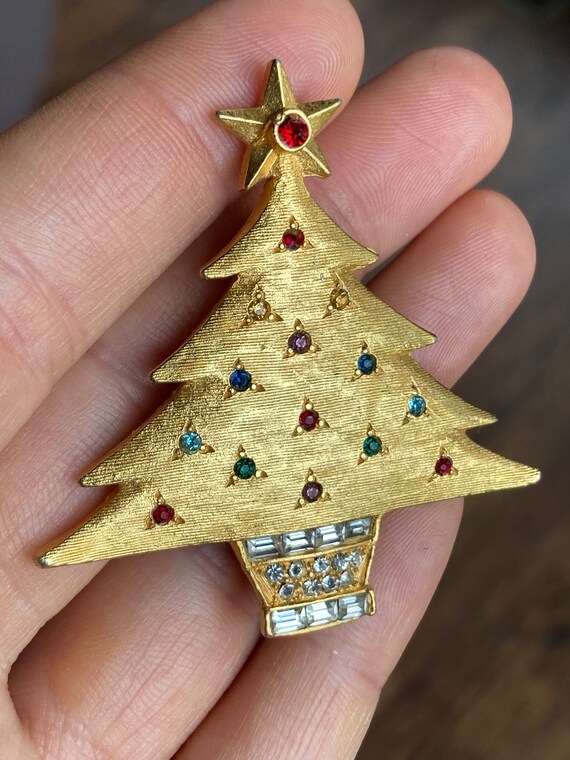 Vintage DeNicola Christmas Tree Brooch with Broad… - image 2