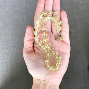 Vintage Beaded Choker Necklace with Faceted Pale Yellow Beads, Costume Jewelry #3394