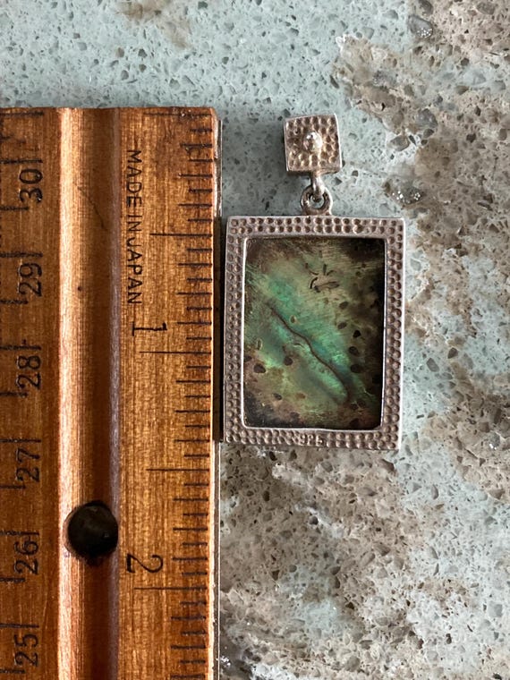 Vintage Rectangular Abalone Dangling Earrings wit… - image 8