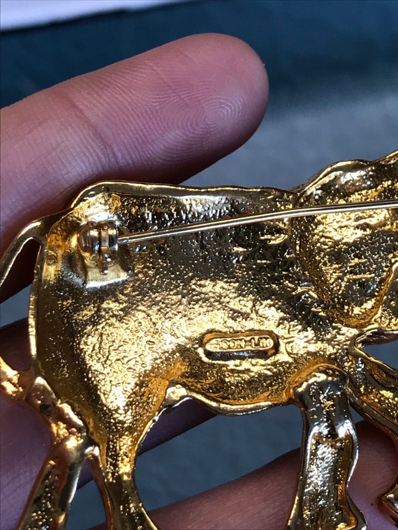 Vintage Don Lin Costume Jewelry Elephant Brooch w… - image 5