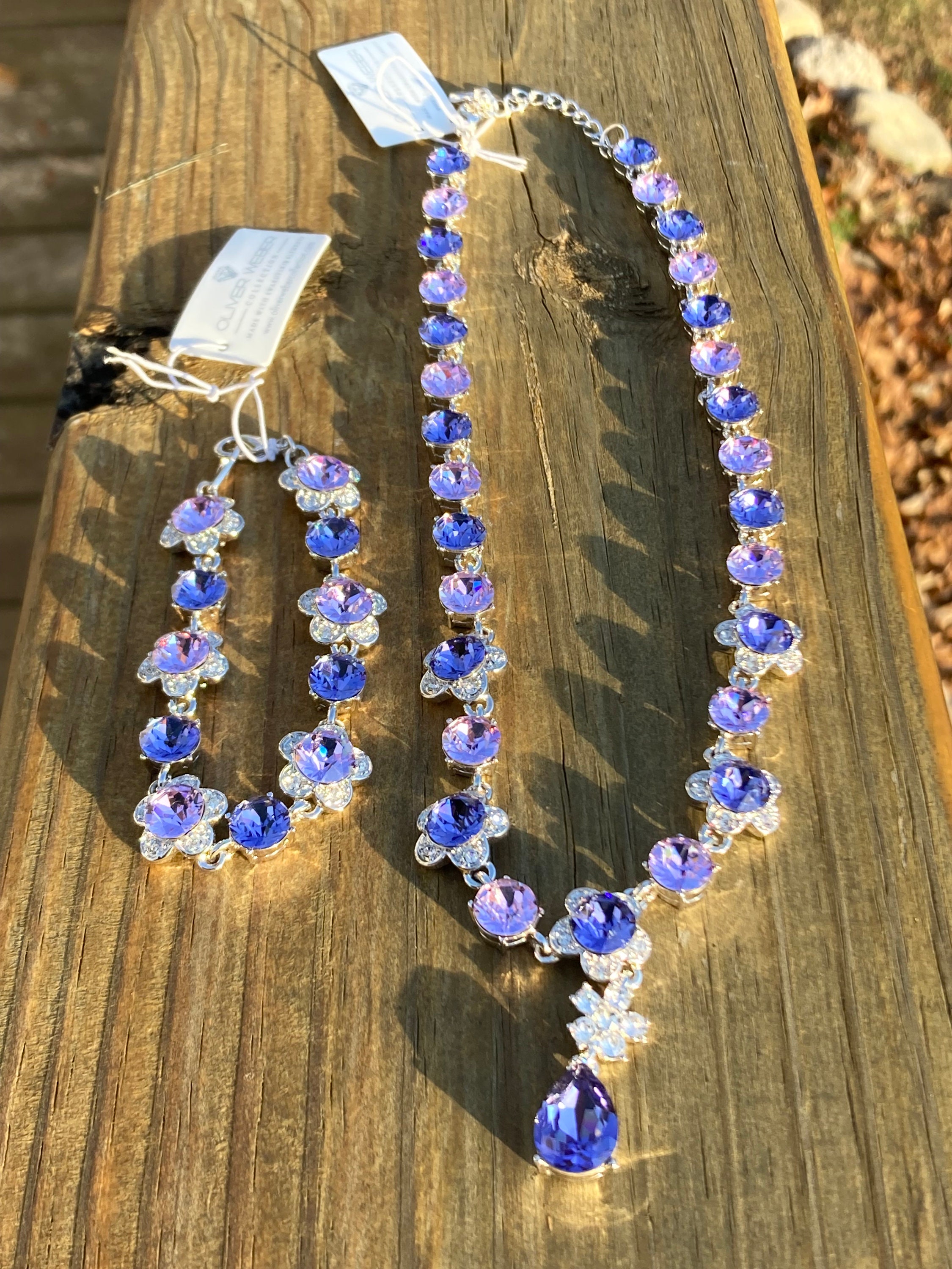 Oliver Weber Necklace and Bracelet Pair With Dark and Light