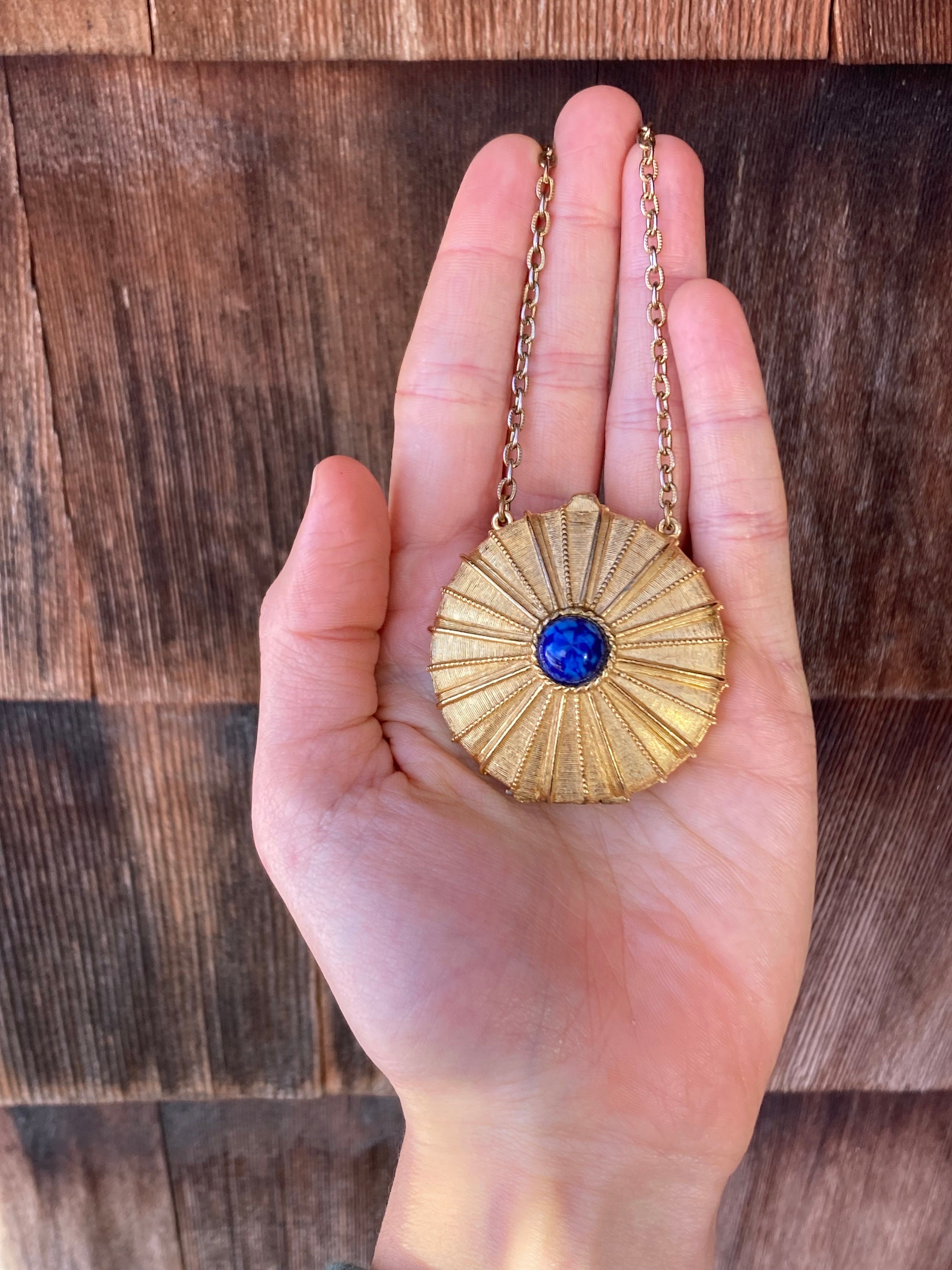 Vintage Estée Lauder Perfume Locket Necklace With Hinged Gold