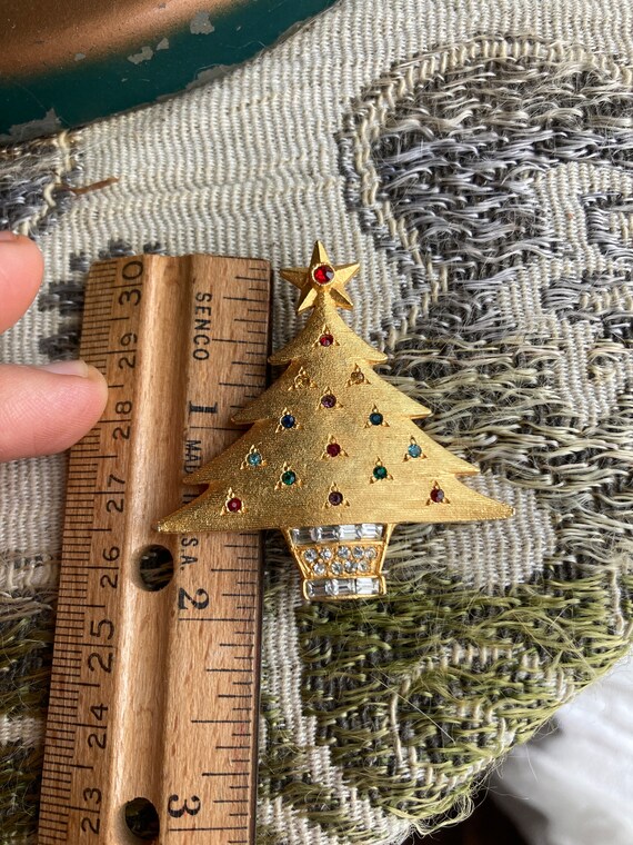 Vintage DeNicola Christmas Tree Brooch with Broad… - image 10