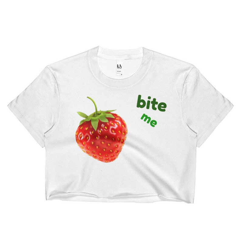 Ladies Crop Top Bite me Strawberry