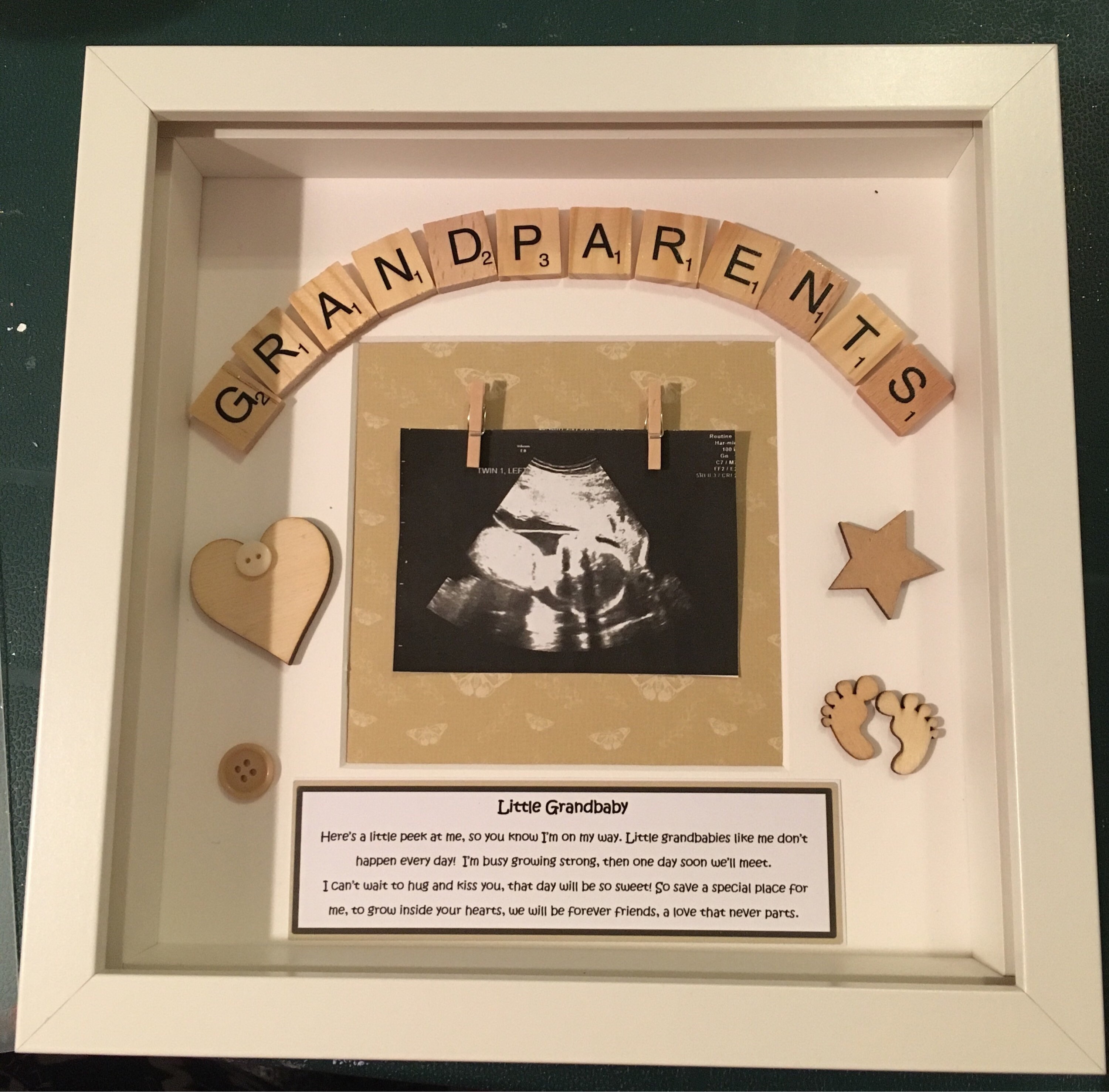Grandparents photo frame. New grandbaby photo frame. Scan Etsy