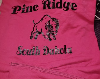 Pink Pine Ridge, Wyoming Upcycled graphic T-Shirt Shopping Bag