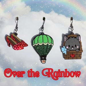 Wizard of Oz Earrings: Ruby Slippers, Toto, Hot Air Balloon, Kawaii Gift
