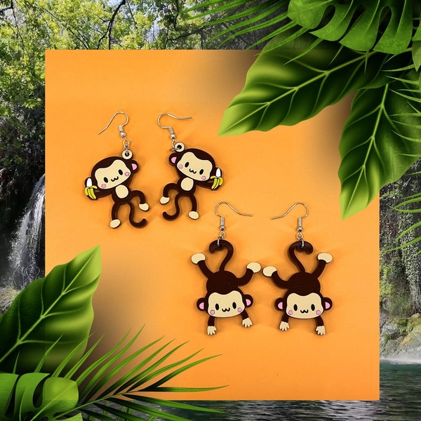 Just monkeying around with Adorkable Monkey Earrings! Cute, Kawaii Monkeys with banana