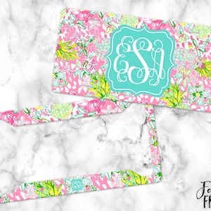 Monogrammed Pineapple Car Tag | Preppy License Plate Frame | Lilly Inspired Car Accessories | Cute Car Tags For Women | Tropic Like It’s Hot