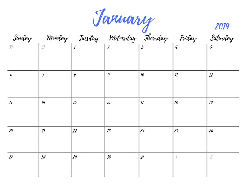 Printable 2019 Calendar Month to month PDF, Wall Calendar, Table Calendar, Weighty Printable PDF Calendar, Weighty Regular Calendar, Immediate Obtain photo about Calendar Monthly Printable named Printable 2019 Calendar Regular PDF, Wall Calendar, Table Calendar, Higher Printable PDF Calendar, Weighty Month to month Calendar, Quick Obtain