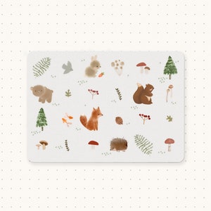 Carte postale des bois et autocollants - Animaux de la forêt - Thème de la forêt - Carte d'animal mignon - Carte postale d'animal - Carte de renard - Carte de renard - Cartes postales