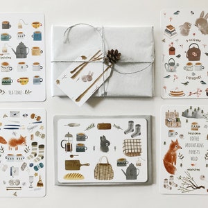 Hygge Living Jeu de cartes postales, Jeu de cartes postales pour l'heure du thé, Cartes postales ortie et brindilles, Lot de 5 cartes postales, Coffret cadeau cartes postales, Cartes pour l'heure du thé, Hygge