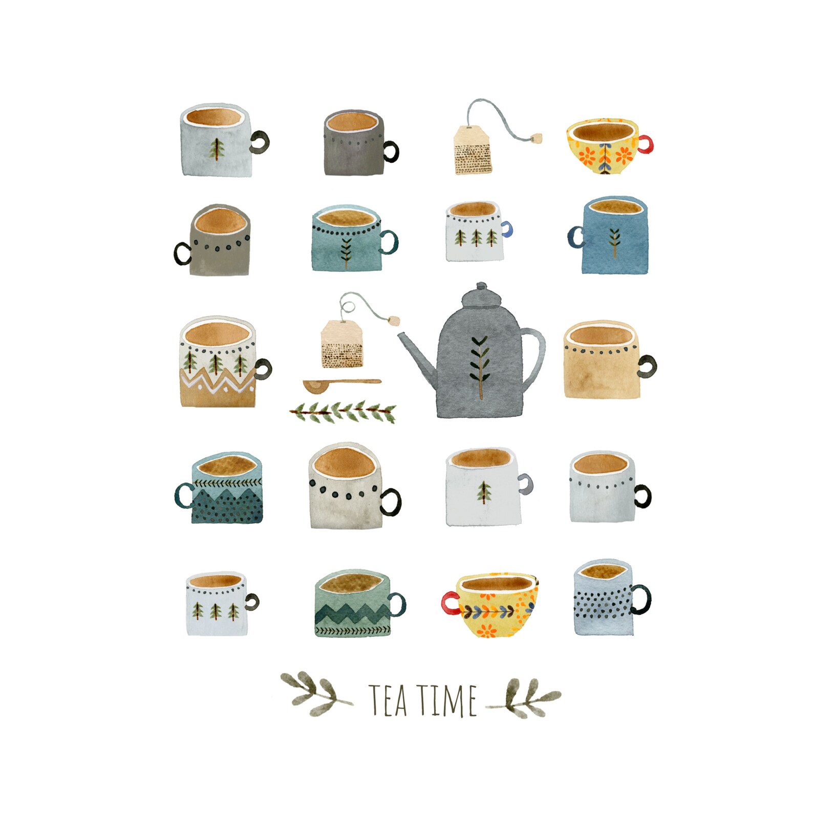 Teatime Postcard Postcards Nettle & Twig Postcards Cups Etsy