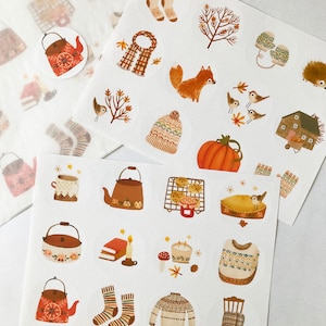 October Stickers - Cozy Stickers - Autumn Stickers - Paper Stickers - Journaling - Diary Stickers - Gift Wrap