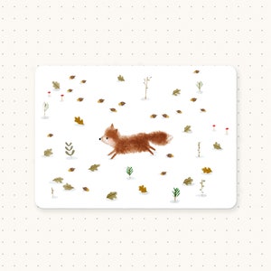 Postkarten, Brennnessel & Zweig Postkarten, Fuchs Postkarte, Waldpostkarte, Waldkarten, Waldtiere, süße Postkarte, Mini Print, Fuchsdruck