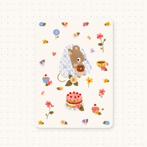 Carte postale Souris à l'heure du thé