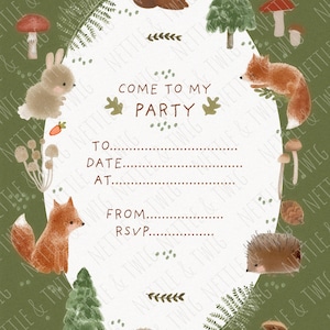 Woodland Animal Invitation - Digital Download - Party Invitation - Printable Invites - Printable Kids Invites - Print At Home