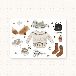 Cartes postales douillettes, carte postale renard, carte postale des bois, cartes de la forêt, animaux de la forêt, carte de mes objets préférés, carte renard, mini impression, impression renard