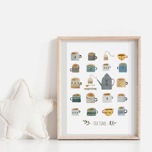Tea-Time A5 Print, Prints, Nessel & Zweig Prints, Tassen Print, Tassen Print, Tee Print, A5 Print, Teetasse Print, A5 Print, Kaffee Print,