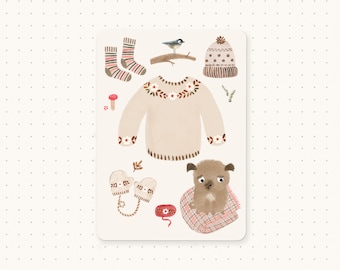 Cosy Pug Postcard - Cosy Postcard - Pug Postcard