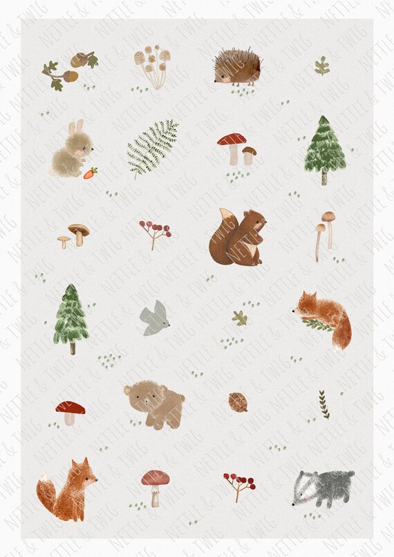 Woodland Printable Stickers Woodland Stickers Printable - Etsy