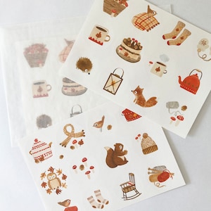 Naklejki wrześniowe - Przytulne naklejki - Słodkie naklejki - Naklejki papierowe - Naklejki do dziennika - Naklejki do pakowania prezentów - Scrapbooking - Naklejki do pamiętnika