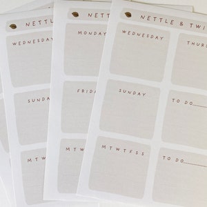 Wochentag Aufkleber - Journaling Aufkleber - Montag bis Sonntag Aufkleber