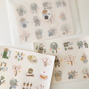 Naklejki Króliczki - Naklejki Borsuki - Wiosna - Naklejki Króliczki - Słodkie Naklejki - Pamiętnik - Scrapbooking - Naklejki do Pamiętnika