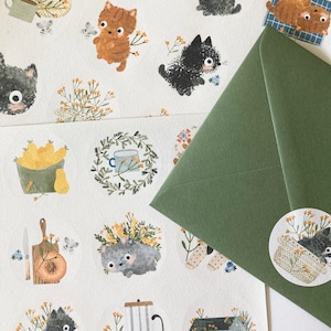 Adesivos de maio - Adesivos de gato - Adesivos de papel - Adesivos fofos - Adesivos Hygge - Adesivos de gatinho - Adesivos de flores - Adesivos