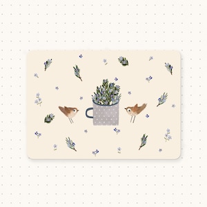 Frühlingspostkarte - Vögel und Blumen - Frühlingskarten - Blumenpostkarte