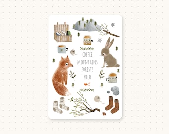 Postcards, Nettle & Twig postcards, Fox Postcard, Woodland Postcard, Woodland Cards, Woodland Animals, Cute Postcard, Mini Print, Fox Print