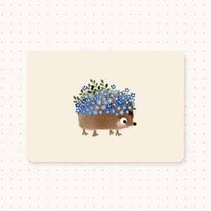 Igel Postkarte - Blumige Igel-Postkarte