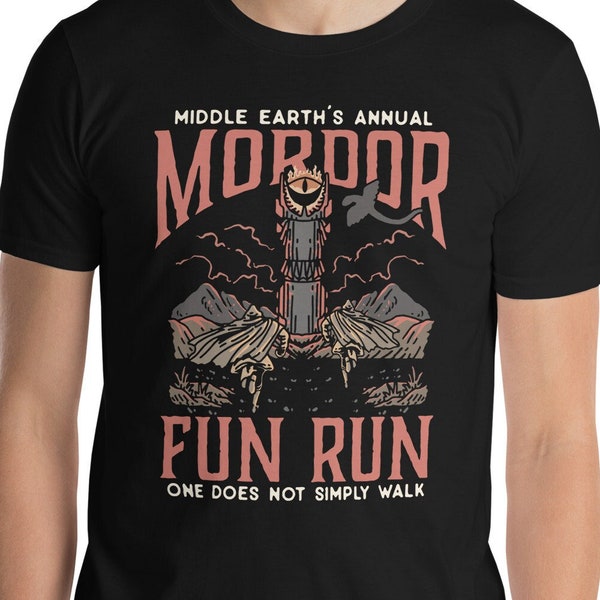 Mordor Fun Run Tee // LOTR Middle Earth Gandalf Sauron Bilbo Frodo Samwise Gamgee Legolas Aragorn Gimli Mt. Doom