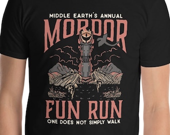 Mordor Fun Run Tee // LOTR Middle Earth Gandalf Sauron Bilbo Frodo Samwise Gamgee Legolas Aragorn Gimli Mt. Doom