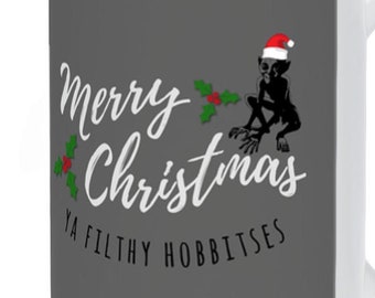 Gollum Christmas Coffee Mug // Filthy Hobitses // Smeagol // LOTR // Tolkien // Lord of the Rings // The Precious Merry Christmas