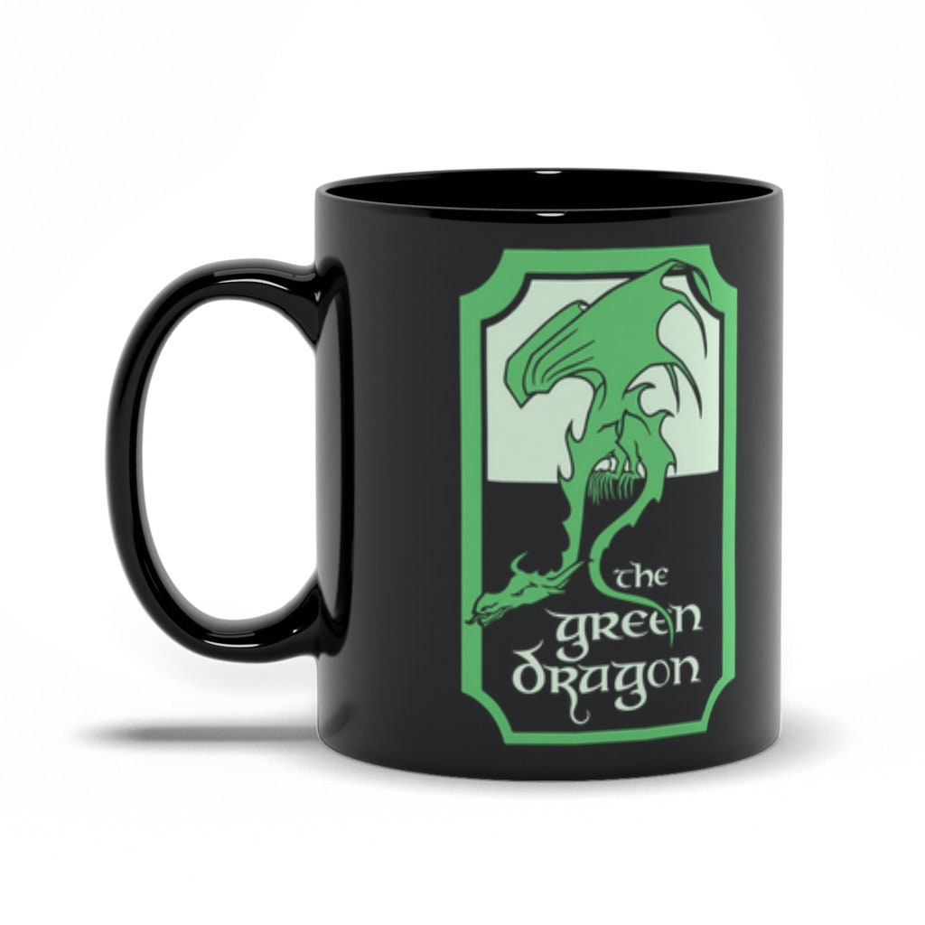 Ceramic Tolkien Mug Handmade Lord of the Rings Mug, Green Dragon Mug,  Ceramic Coffee Mug, Tolkien Gifts, Green Pottery Mug, Drinkware 