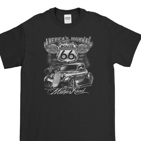 Route 66 Mother Road t shirt - muscle car shirt- classic car shirt