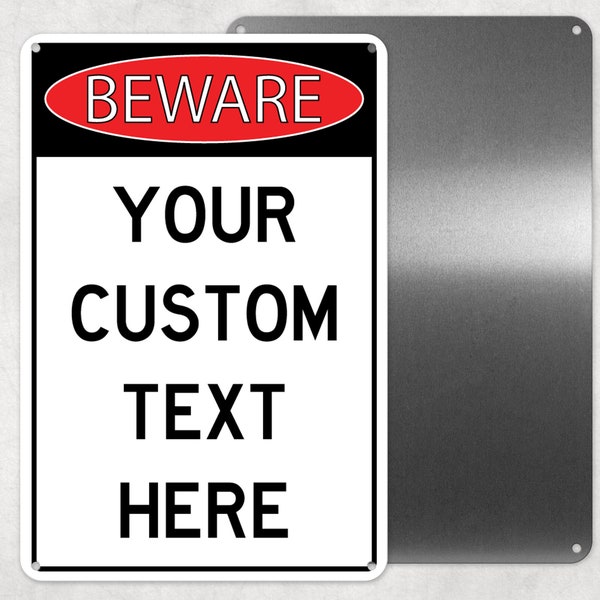 Your Custom Text Metal Beware Sign, Personalized Aluminum Sign,Man Cave, Novelty Gift,Gate Sign,Fence Sign