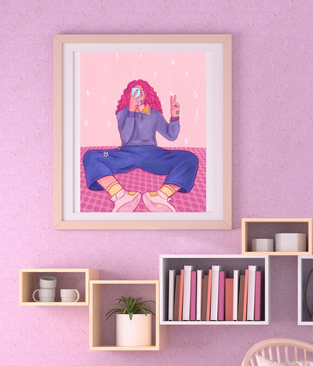 The Pink Room Wall Art Digital Artwork Selfie Art Etsy